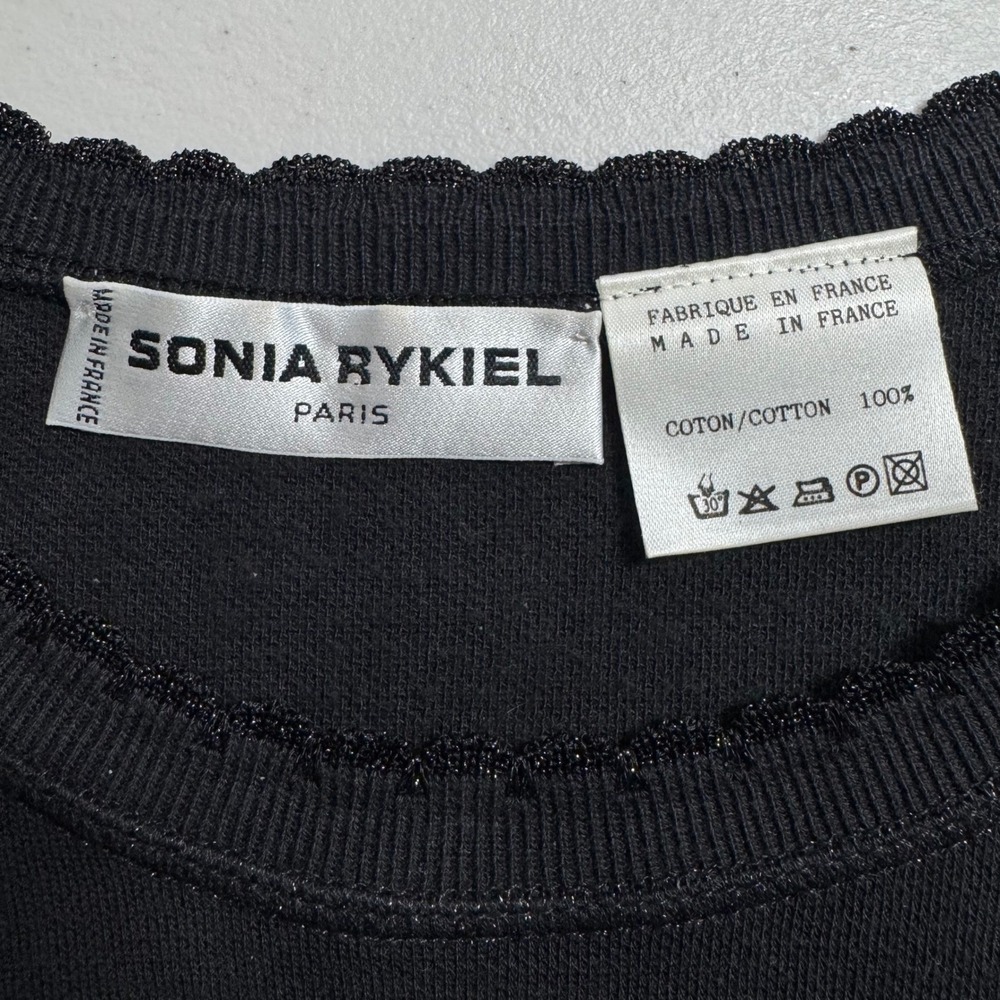 Sonia Rykiel Paris Tunic Top‎ Medium Striped Embellished Long Sleeve Black White - Picture 4 of 7